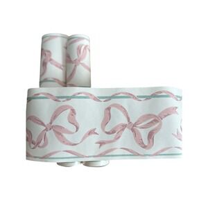 Village Borders Pink Bow Wallpaper Border F Schumacher Co 4.5in x 5yd 2  rolls